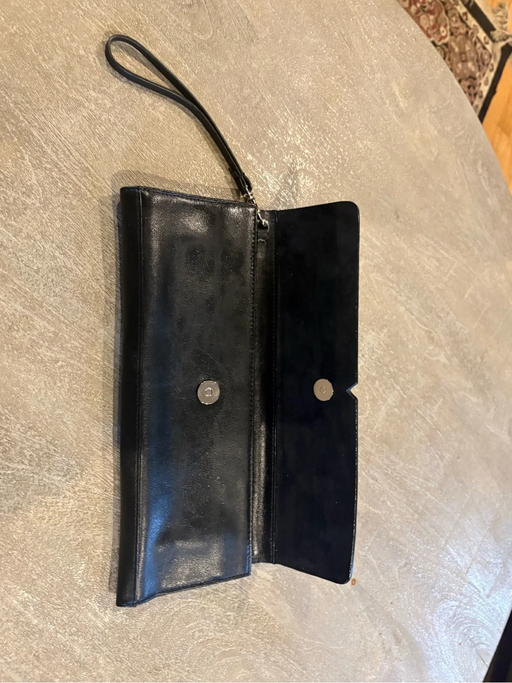 Black Leather Wristlet Clutch for Men - Sleek Travel Wallet